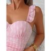 Vintage Ruffles Strap One Piece Swimsuit 2025 Women Pink Mesh Contrast Underwire Slim Tummy Control Swimwear Beach Bathing Suit
