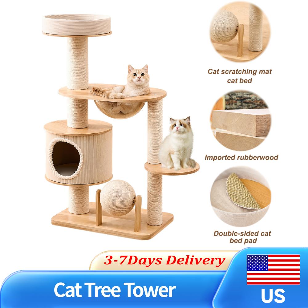 Integrated Cat Nest Jumping Platform Stable Climbing Frame Scratching Post Breathable Cat House Pet Supplies for Multi Cats