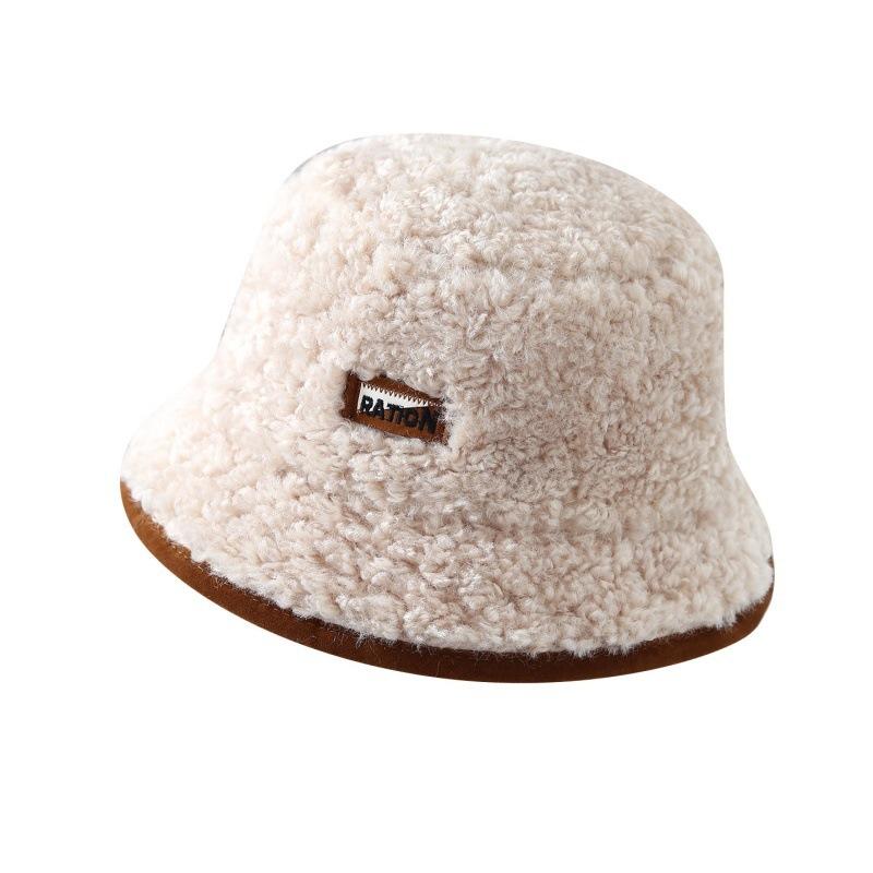 Bucket Hat Women Autumn and Winter Lamb Plush Cold Hat Thickened Warm Cold Basin Hat Fashion
