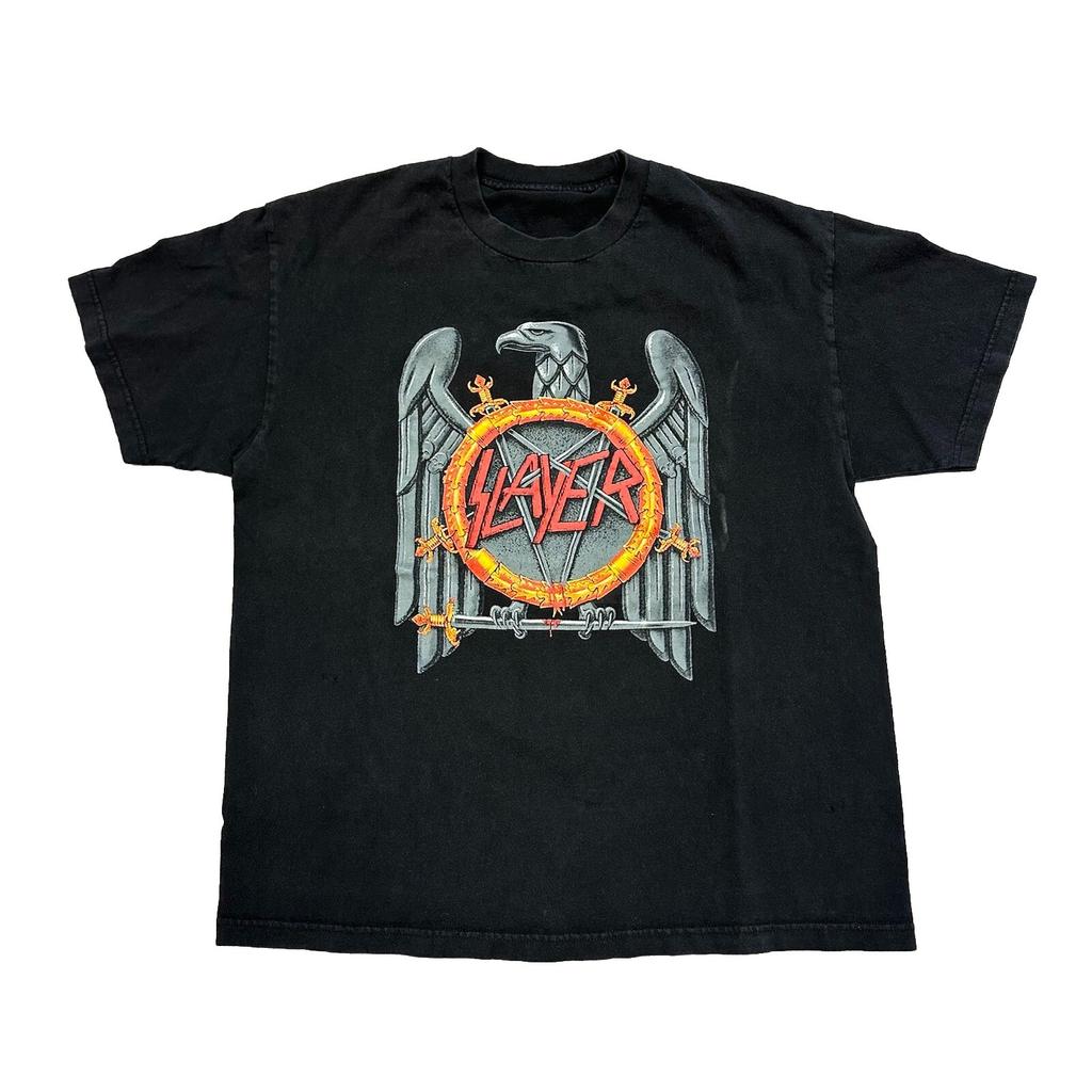 Y2K SLAYER MUSIC CONCERT BAND TEE T-SHIRT BLACK LOGO SZ L (74) Unisex T-Shirt
