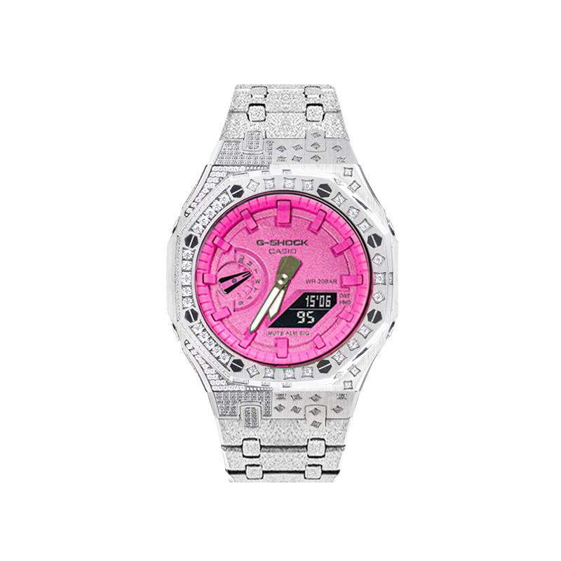 Casio Customized Watch Modified Series Pink Quartz Trend Modified Waterproof Luminous Fashion Quartz Same Style for Men and GA-2100-1A1