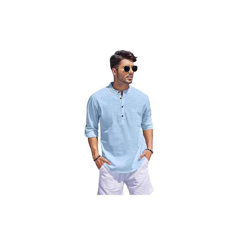 Bellstone Men' Cotton Blend Solid Regular Fit Kurta (Kurta1500_Single_Sky Blue_Xl