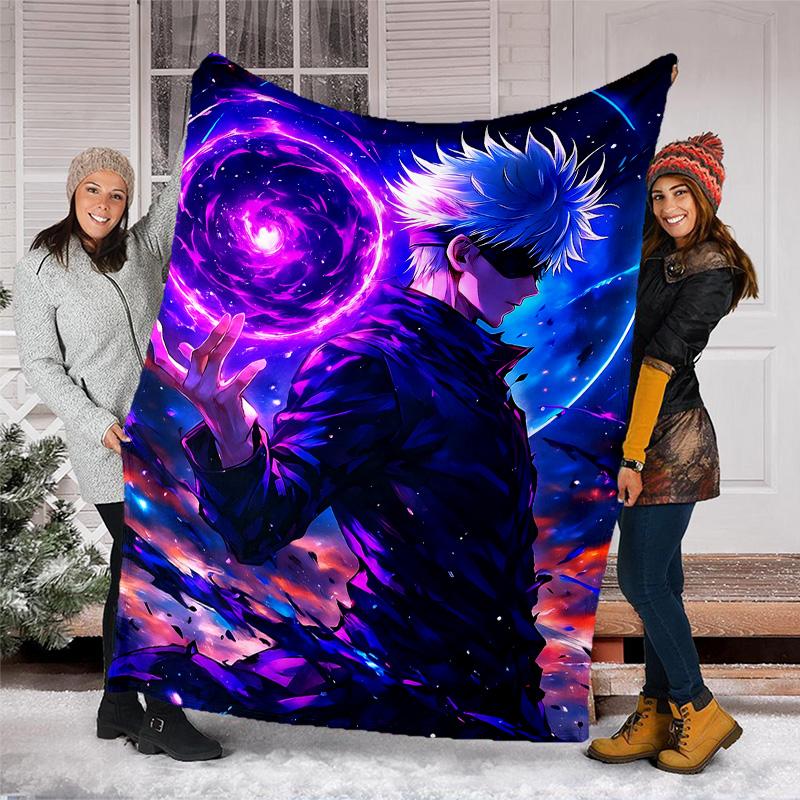 1pc Gojo Satoru (5) Theme Blanket - Digital Print, Polyester, Cozy for All Seasons, Perfect for Outdoor, and Travel