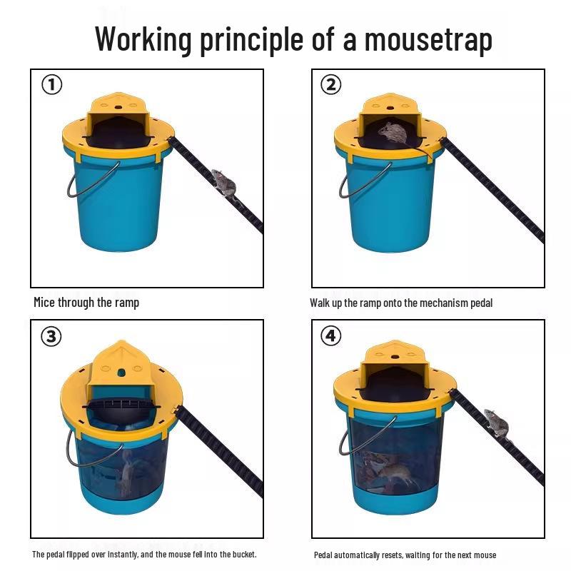 Automatic Flip-Lid Rat Trap Bucket for Continuous Capture