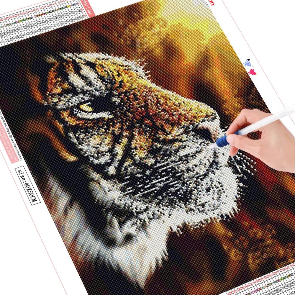 5d Diamond Painting Full Drill Round Tiger Diamond Embroidery Animal Diamond Mosaic Picture Of Rhinestone Home Decor