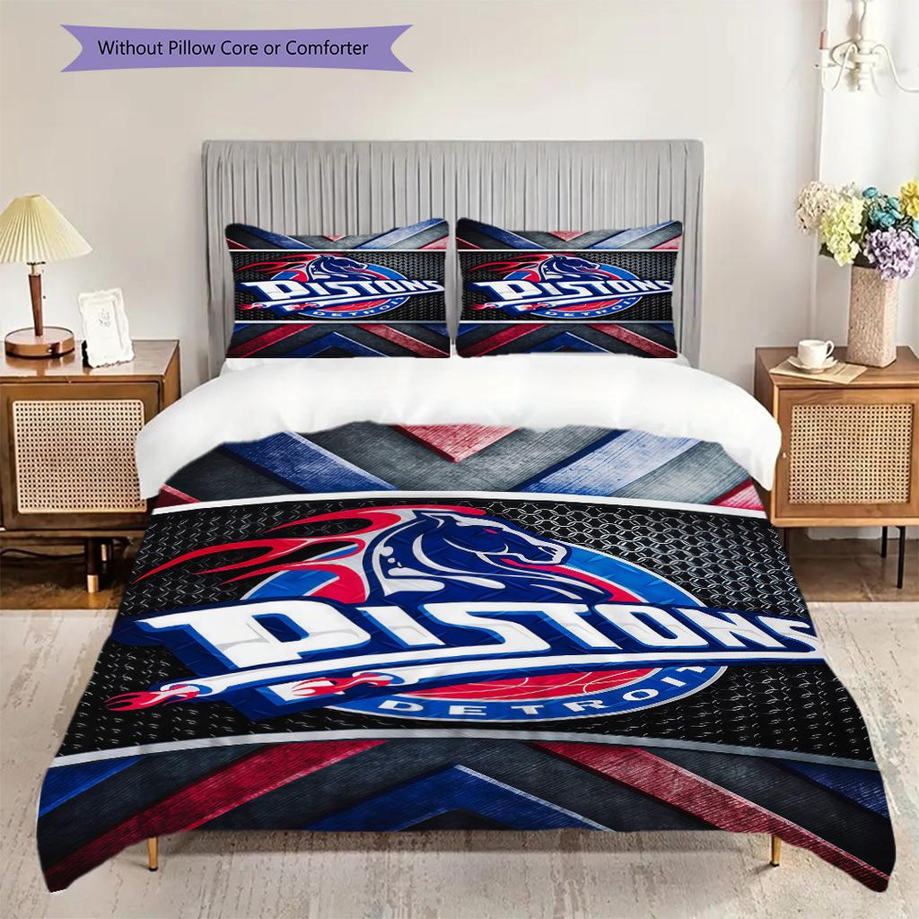 Detroit Pistons Bold Logo Three-piece set(1 * duvet cover + 2 * pillowcase, without core) Bedding set Duvet cover and pillowcase