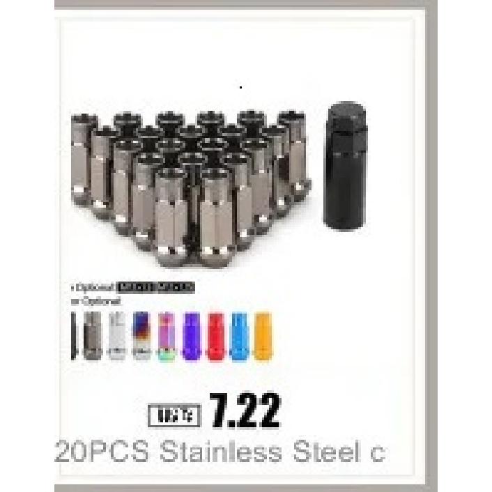 HEX 19mm 20pcs Aftermarket Car Anti-theft 6061 Aluminum Alloy Wheel Lock Nuts Length 35MM Length M12*1.5 Lug Nuts Red Black Blue