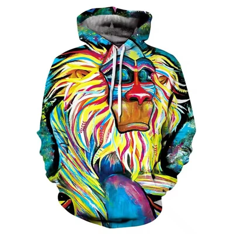 Men's Hoodie Cartoon Cat Print Y2k Sweatshirt Harajuku Hooded Shirt Pullover Casual Oversized Long Sleeve Top Men's Clothing