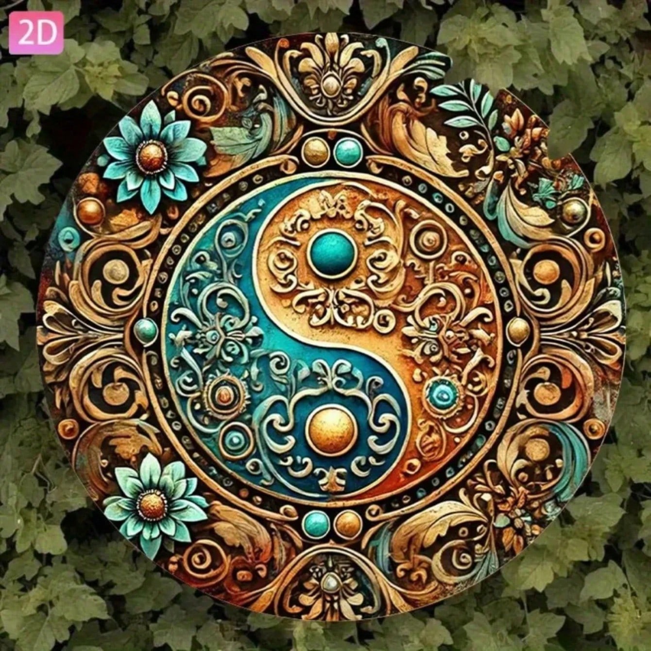 Vintage Aluminum Wall Art Mandala Yin Yang Metal Sign Decor 20x20