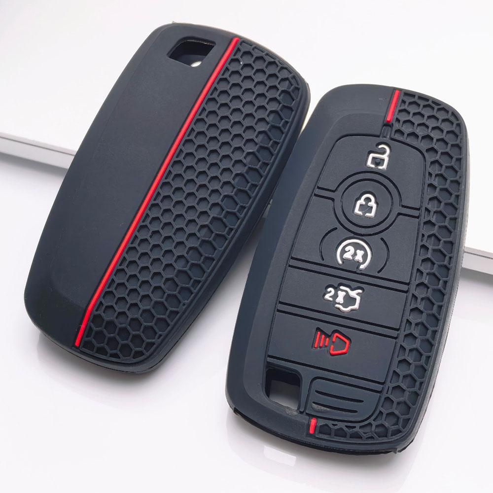 Silicone Key Fob Cover Compatible with Ford F150 F250 F350 F450 Explorer Edge Escape Expedition Mustang Taurus Lincoln Navigator MKZ, Fits Ford Escape