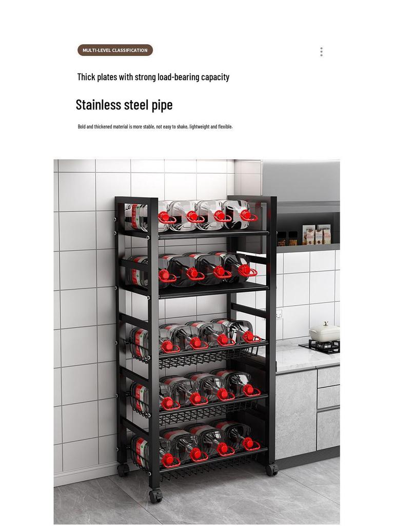 Multi-Layer Kitchen Vegetable & Microwave Storage Rack with Wheels