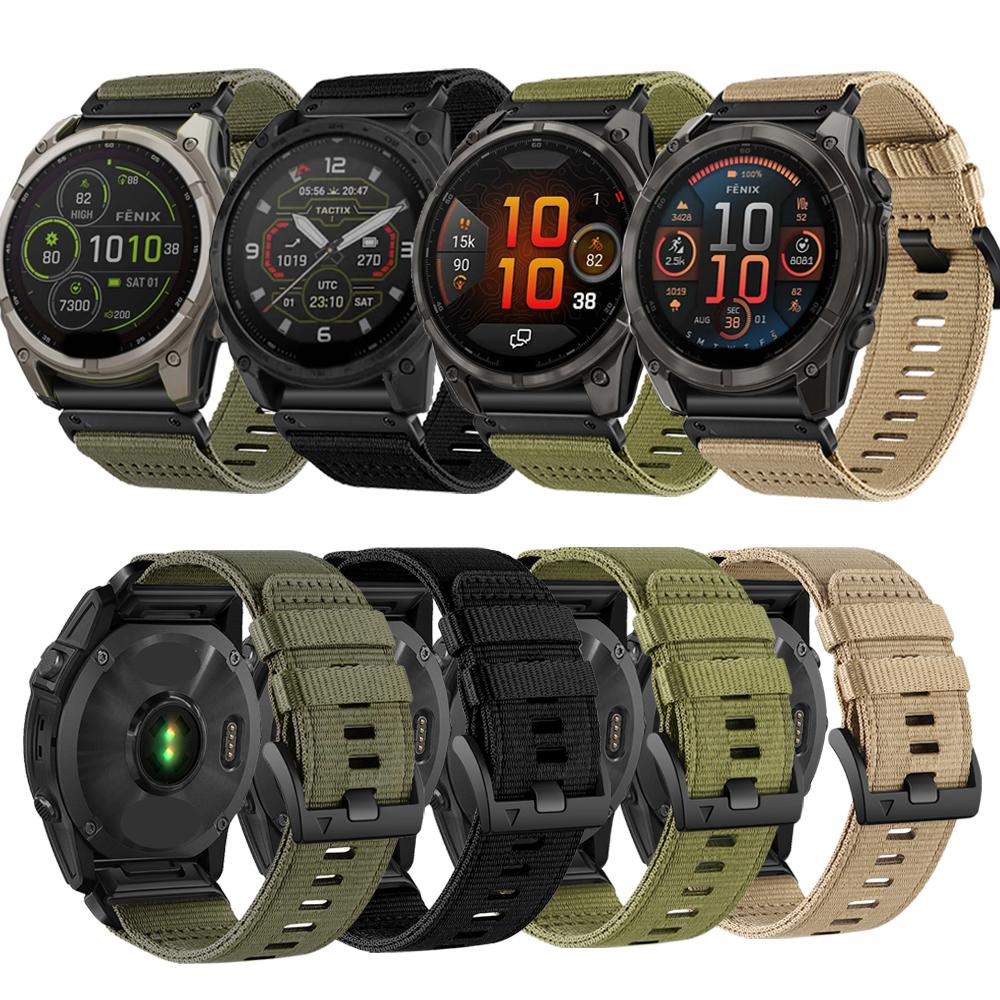 Robustes Nylon-Armband Quick Fit 22 26mm Band für Garmin Fenix 8 47mm 51mm/Fenix 8Pro 6 6X 7 7X Pro 5 5X Verstellbares Uhrenarmband Strap