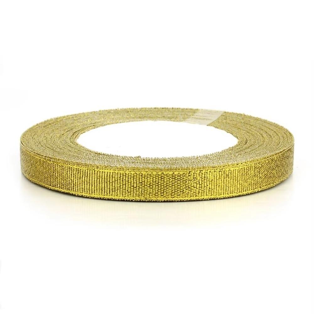 DIY 5 Rolls Satin Ribbon Glitter Gold Silver Organza Ribbon Gift Packaging Ribbon Wedding Decoration