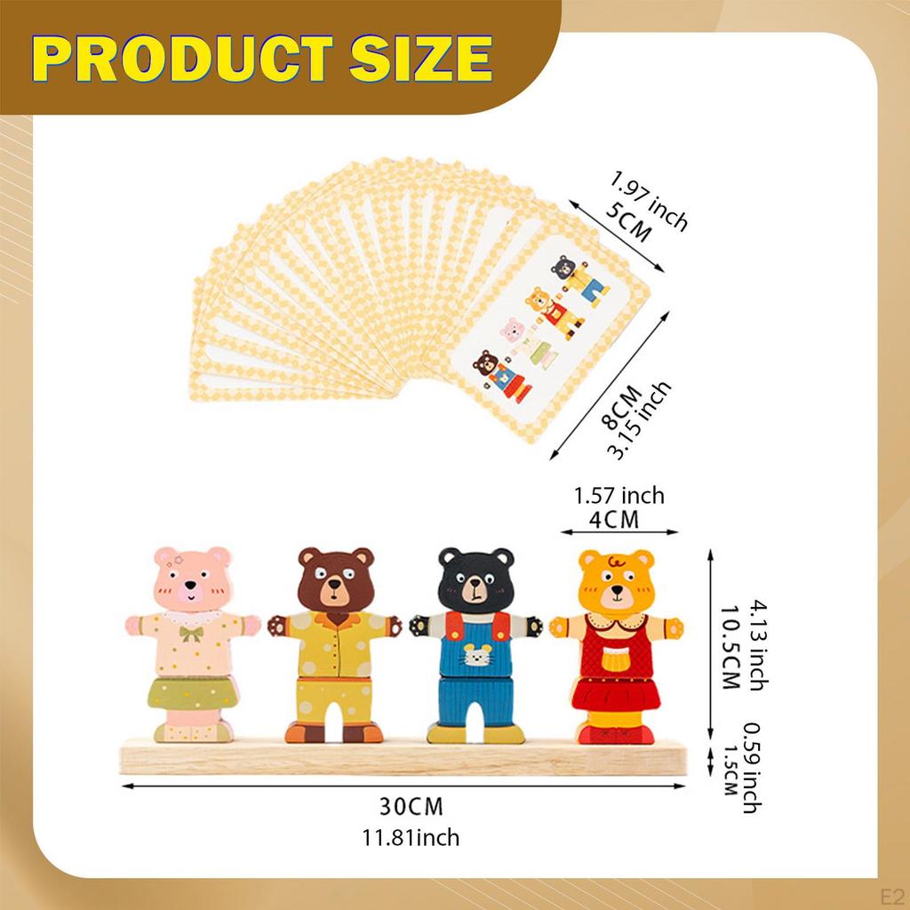 Wooden Color Sorting Stacking Shape Matching Colors Recognition Building Blocks Dress up Puzzle for