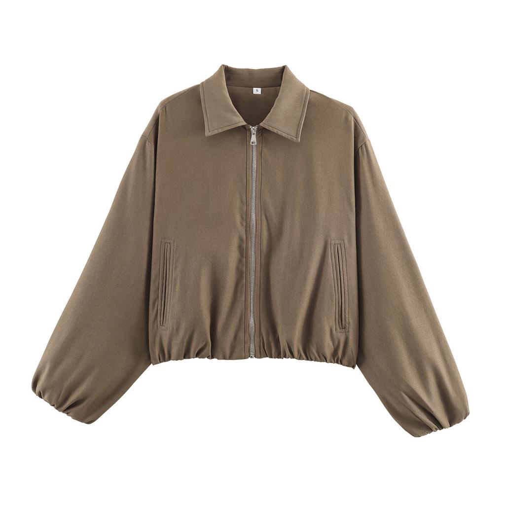  European and American style, new women's clothing, fashionable, casual and versatile 4-color fluffy zipper jacket