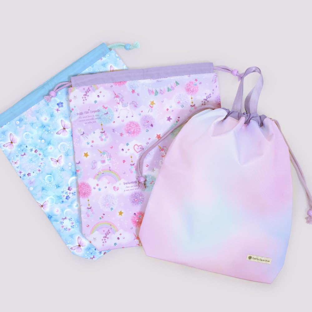 COLORFUL CANDY STYLE Drawstring Gym Bag NL601300-a Water-Repellent No-Iron Large Lightweight Stain-Resistant Girls Butterfly