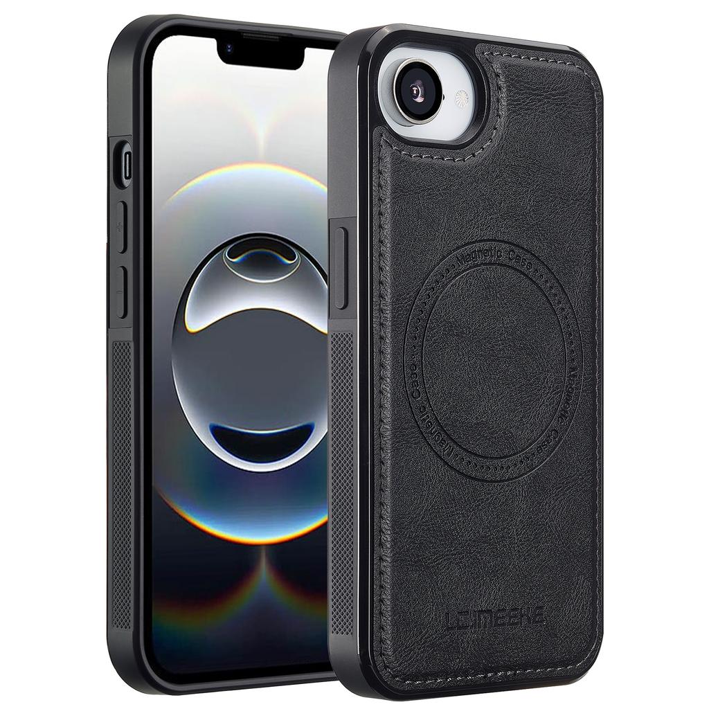 LC.IMEEKE For iPhone 16e Magnetic Case Compatible with MagSafe Leather+TPU Back Cover