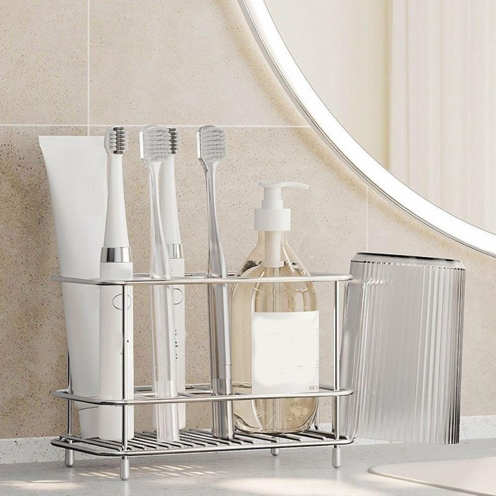 Stainless Steel Toothbrush Holder Multi-slot Electric Toothbrush Stand Bathroom
