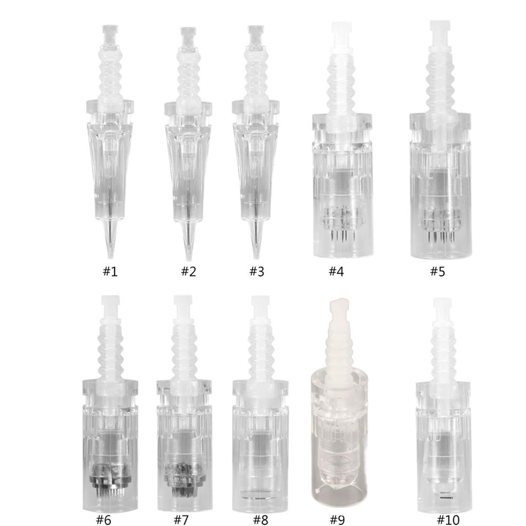 10Pcs/Set 10Types Eyebrow Tattoo Cartridge Rotary Electric Microneedle Stamp Skin Pen Needle