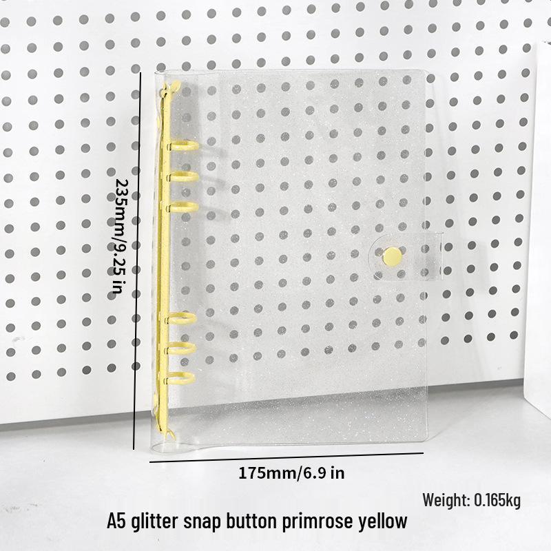 Couverture de cahier en PVC transparent souple style INS, A5 à feuilles mobiles, design A6 mignon et simple