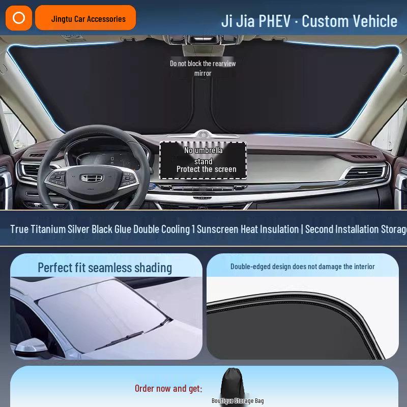 Geely Car Sunshade: Heat-Insulation Windshield Curtain for 25 Models, including Xingyue L, Xingyuan, Xingrui, Emgrand, Boyue L, and Panda MINI.
