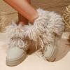Plush Sleeve Snow Boots Winter New Round Toe Cow Suede Warm Platform Plus Size Cotton Shoes