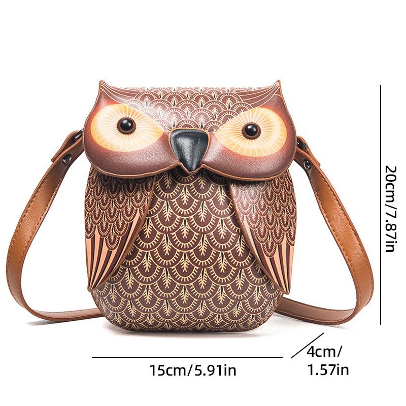 2025 European and American Retro PU Women's Shoulder Bag New Fashion Cat Bag Cartoon Owl Crossbody Bag Creative Coin Purse