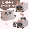 Cat Plush Toy - Mama Cat and Four Kittens - Cat Plush Toy, Cat Body Pillow, Squishy Animal, Birthday Gift, Boys, Girls, Christmas Gift (GRAY CAT,