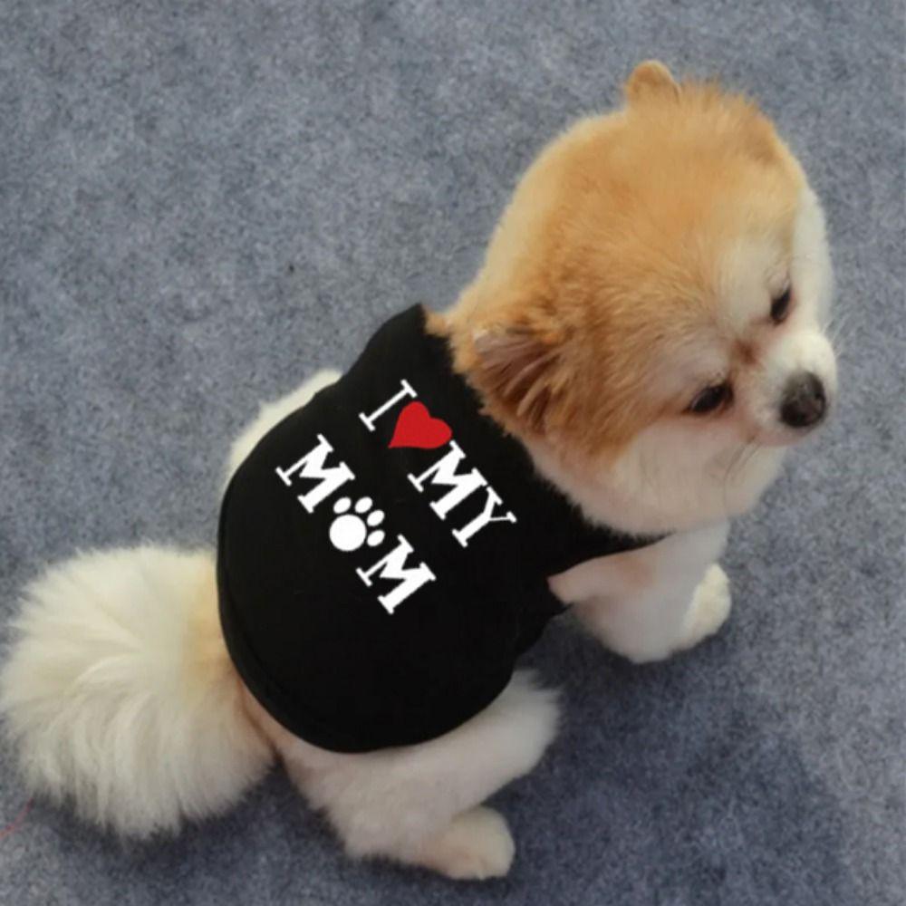 Breathable Pet Love Print Vest Polyester Puppy Love Mommy Sleeveless Cat Vest Tee Shirt  Summer
