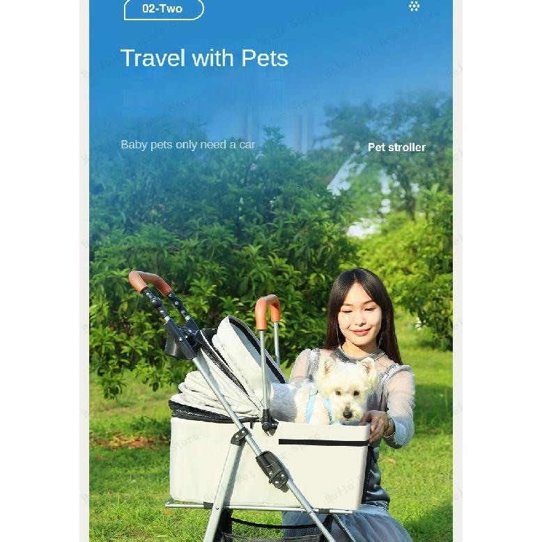 High-view Lightweight Pet Stroller Foldable Pet Dog Stroller Multi-directional Breathable Pet Stroller Detachable Basket