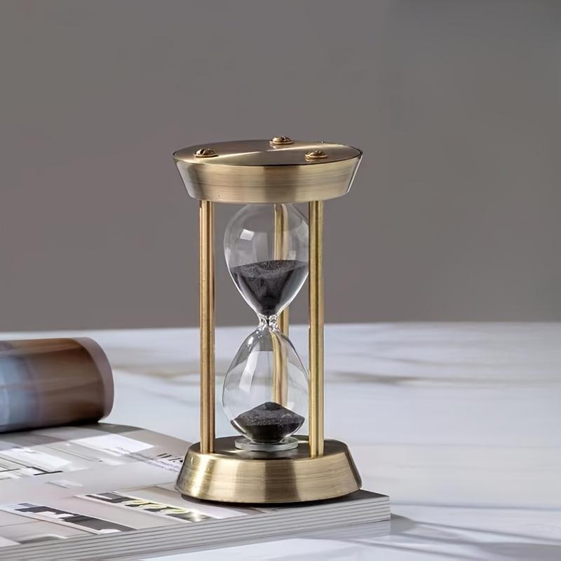 

1pc Elegant 10-Minute Bronze Sand Timer Vintage Glass Metal No Batteries Home Office Desktop Decor Ideal Gift Idea 10min