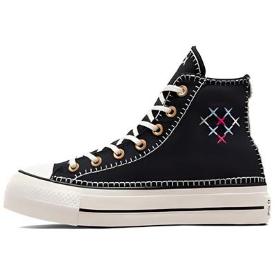 Chuck Taylor All Star Lift Mode High Top Canvas Schuhe Damen Sneaker Schwarz Weiß Gold A08731C