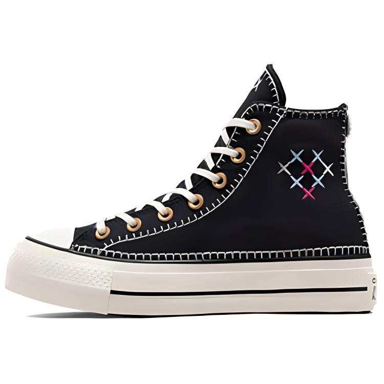 Converse Chuck Taylor All Star Lift Fashion High Top Canvas Shoes Women Sneakers Black White Gold A08731C