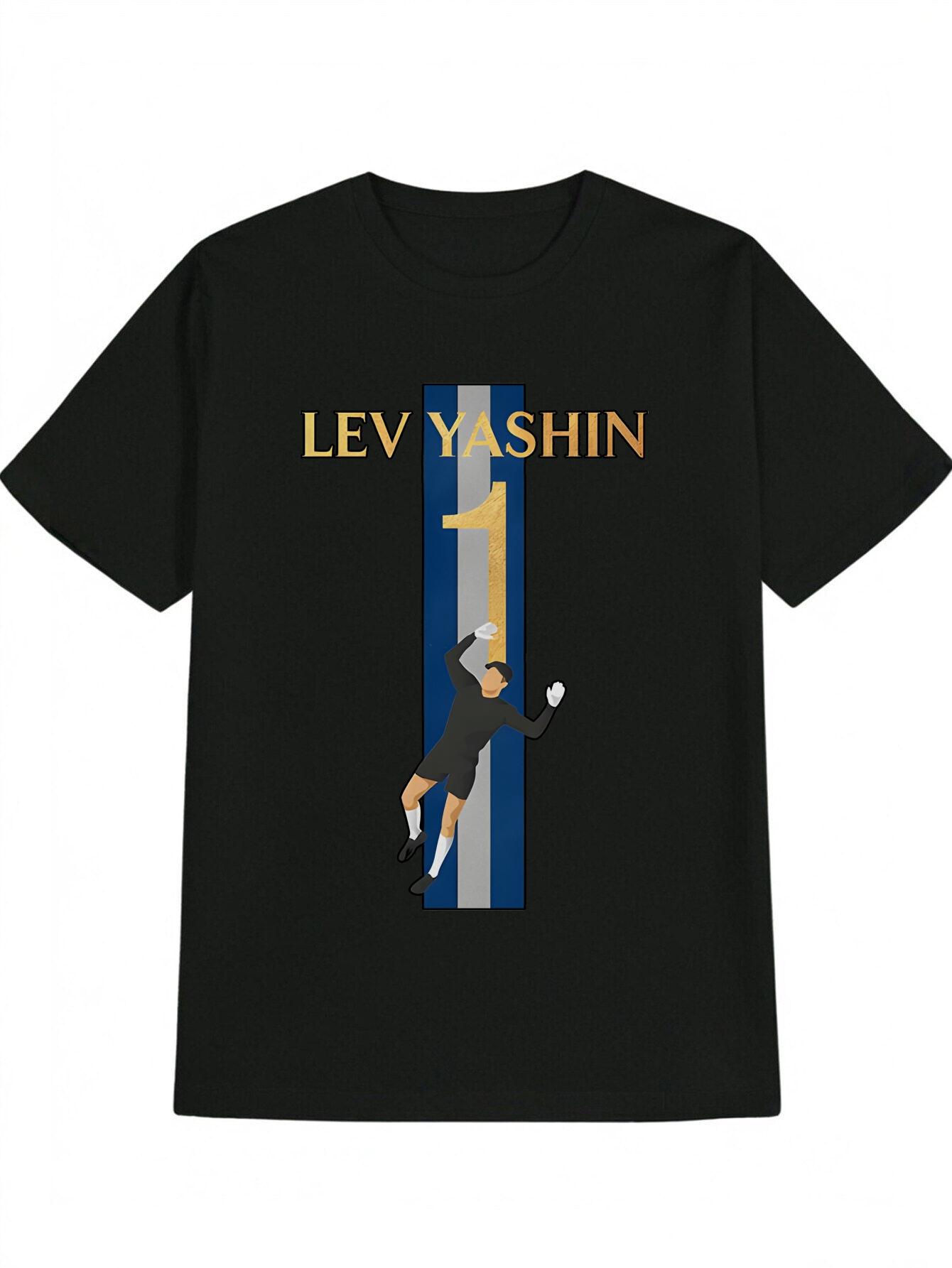 Casual Versatile Round Neck T-shirt with LEV YASHIN1 Print M