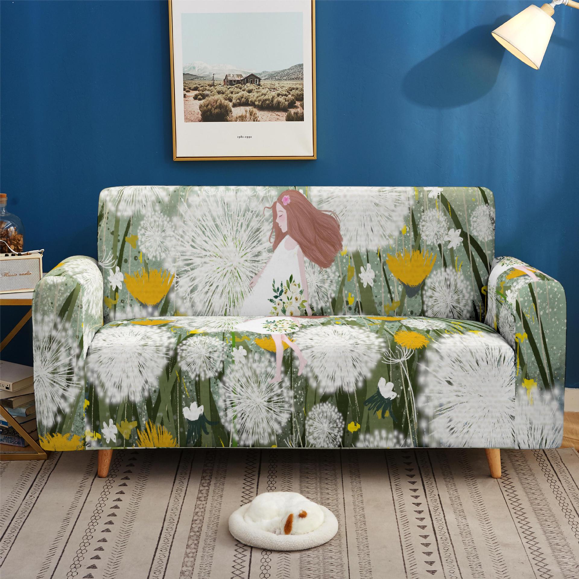 Dandelion Girl Non-Slip Elastic Sofa Cover Universal All-Inclusive Supply Multi-Color Magic Cover 90 * 140cm one seat