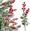 1pc Christmas Decoration Artificial Red Fruit Berry Branches With Leaves New Year Festival Room Ornaments