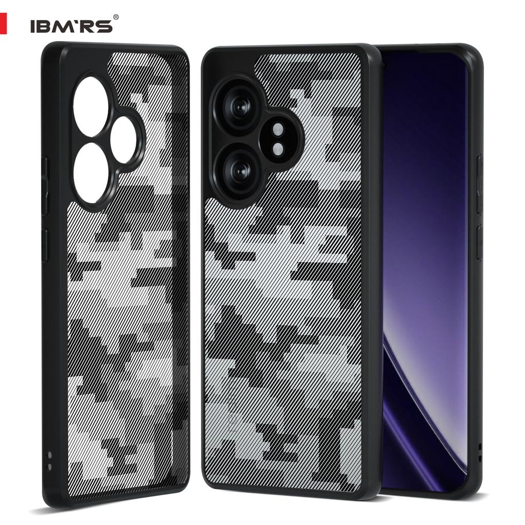 (Comes with Wrist strap)IBMRS for Realme GT Neo6 SE Phone Case,Translucent Matte Shockproof Protective Case Cover ,Camo Black