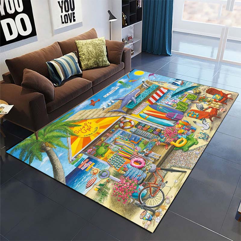 Beach Treasure Chest Area Rug, Coastal Decor Floor Mat