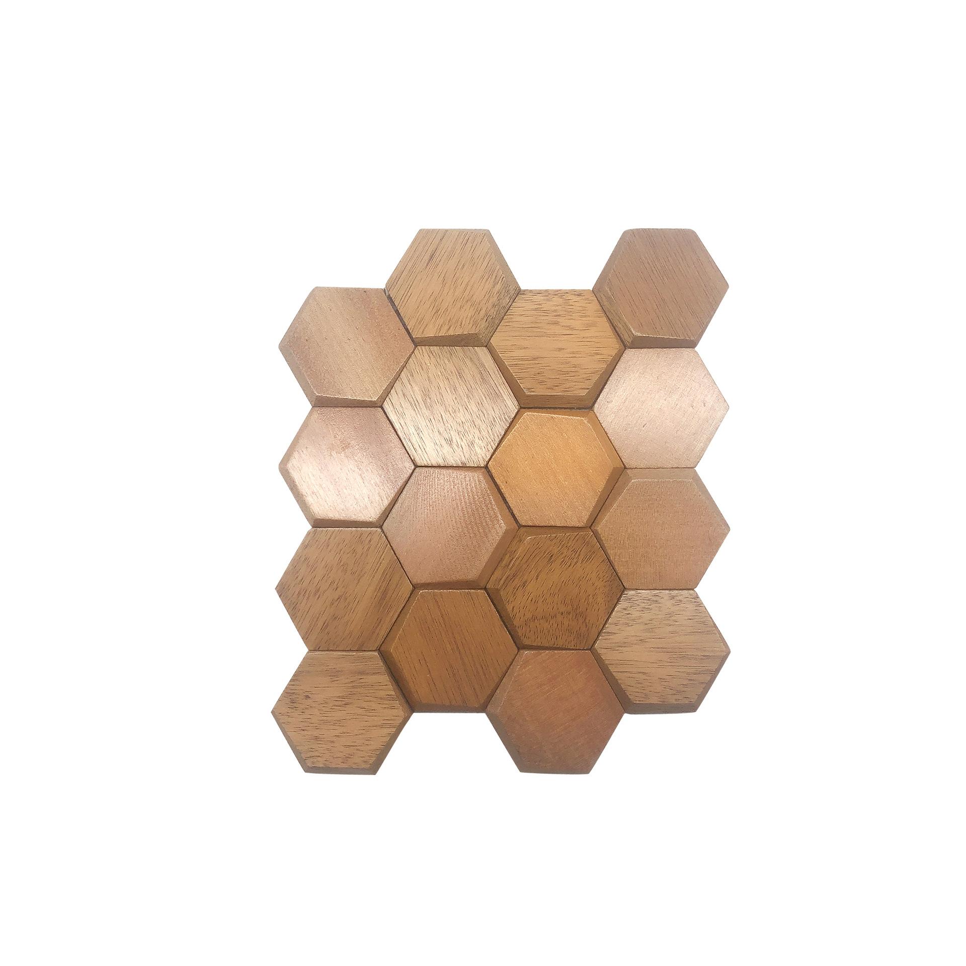 

Black Walnut Hexagon 3D Stereo Mosaic Wall Hanging Decoration Hotel Bar Cafe Background Decoration Modern Wall Hanging Decor