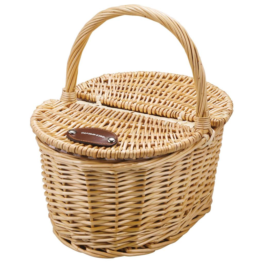Captain Stag Outdoor Picnic Basket with Lid, Oval, Small, UT-1027