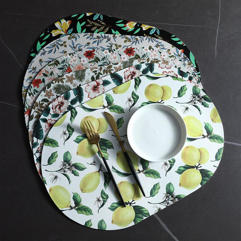 Table Mat PU Leather Placemat Nordic Style Print Waterproof Oil Proof Non Slip for Home Kitchen Wedding Dining Settings
