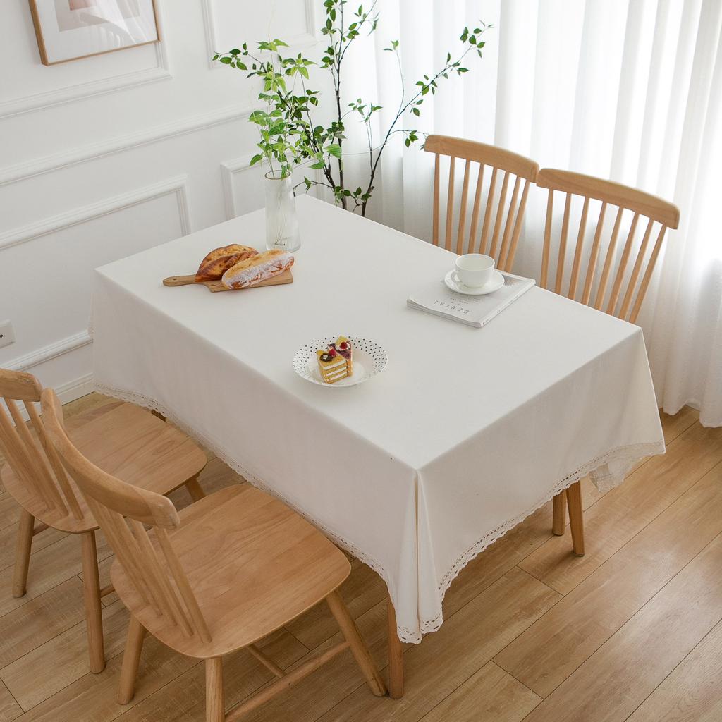 Tablecloth Natural Plain Color Table and Chair Cotton and Linen Tablecloth Cover White Tablecloth Dust-proof Coffee Table Cover
