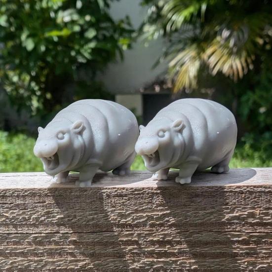 Simulation Hippopotamus Figurine Roaring Hippo Statue River Horse Sculpture Educational Toy Resin Animal Model Decoration Ornament