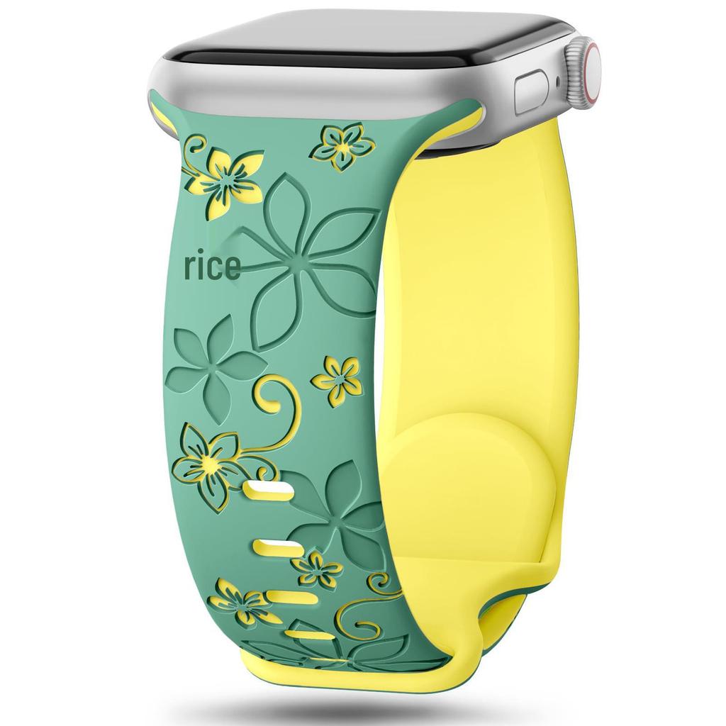 Bauhinia Floral Laser-Engraved Silicone Band for Apple Watch