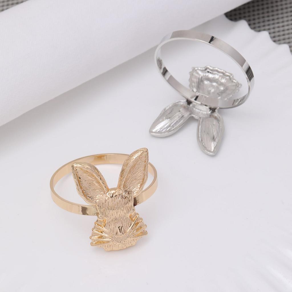 Set of 6 Portable Easter Rabbit Napkin Holders Rabbit Napkin Rings for Easter Thanksgiving and Festival Table Decoration