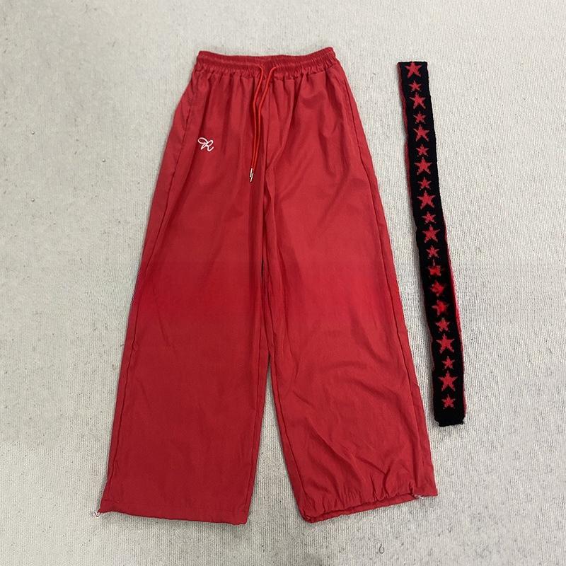 

Европейские и американские весенние и осенние поясные декоративные свободные повседневные трендовые брюки для уличных танцев хип-хопа S красный
