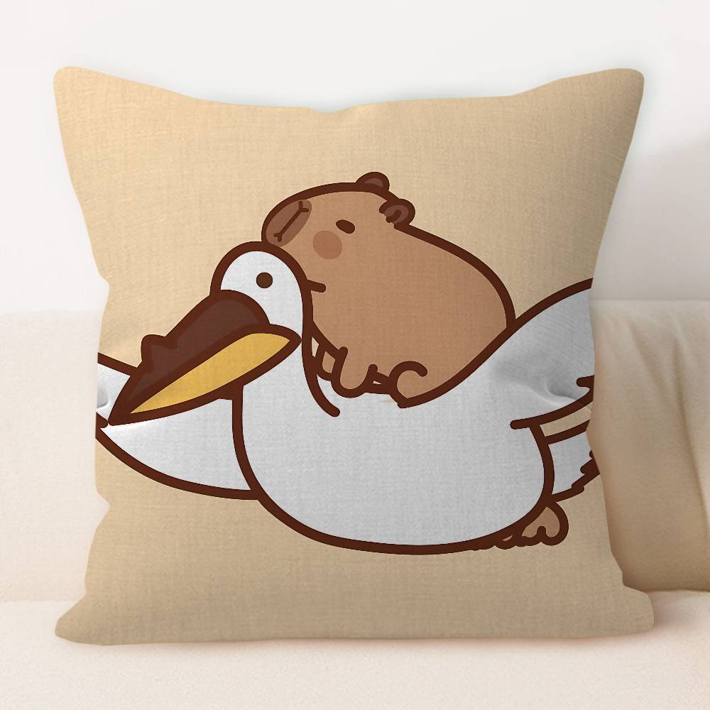Funda de Almohada Dibujo Capibara Hipopótamo Funda de Cojín Funda de Almohada Sala de Estar Sofá Decoración del Hogar Personalizado