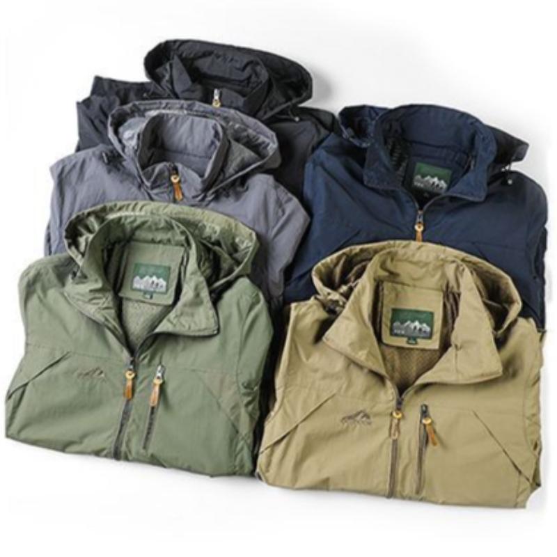 Spring Autumn Mens Jacket Oversized  Thin Breathable Outdoor Hiking Coat Windproof Rainproof Hooded Jackets Men Clothing