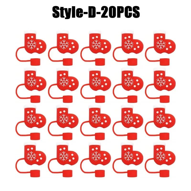 1-100PCSChristmasStraw DustCap 10mm Glass Straw Stopper Universal Water Bottle Reusable Cup Cover Accessories Holiday Party Gift