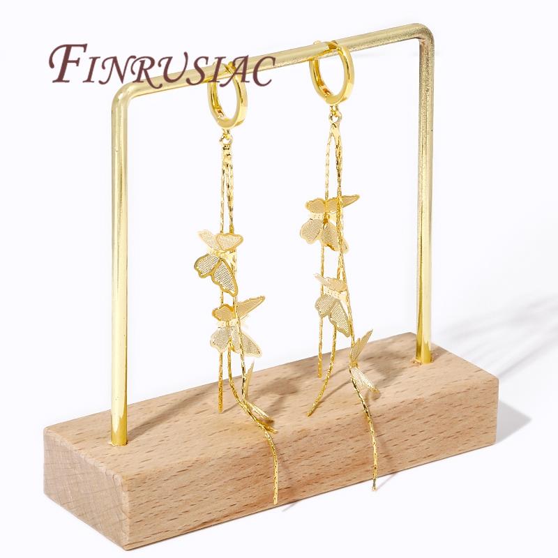 18K Gold Plated Chain Tassel Pendants Butterfly Tassel Charm Long Metal Tassels For Women's Earrings Making Jewelry Findings